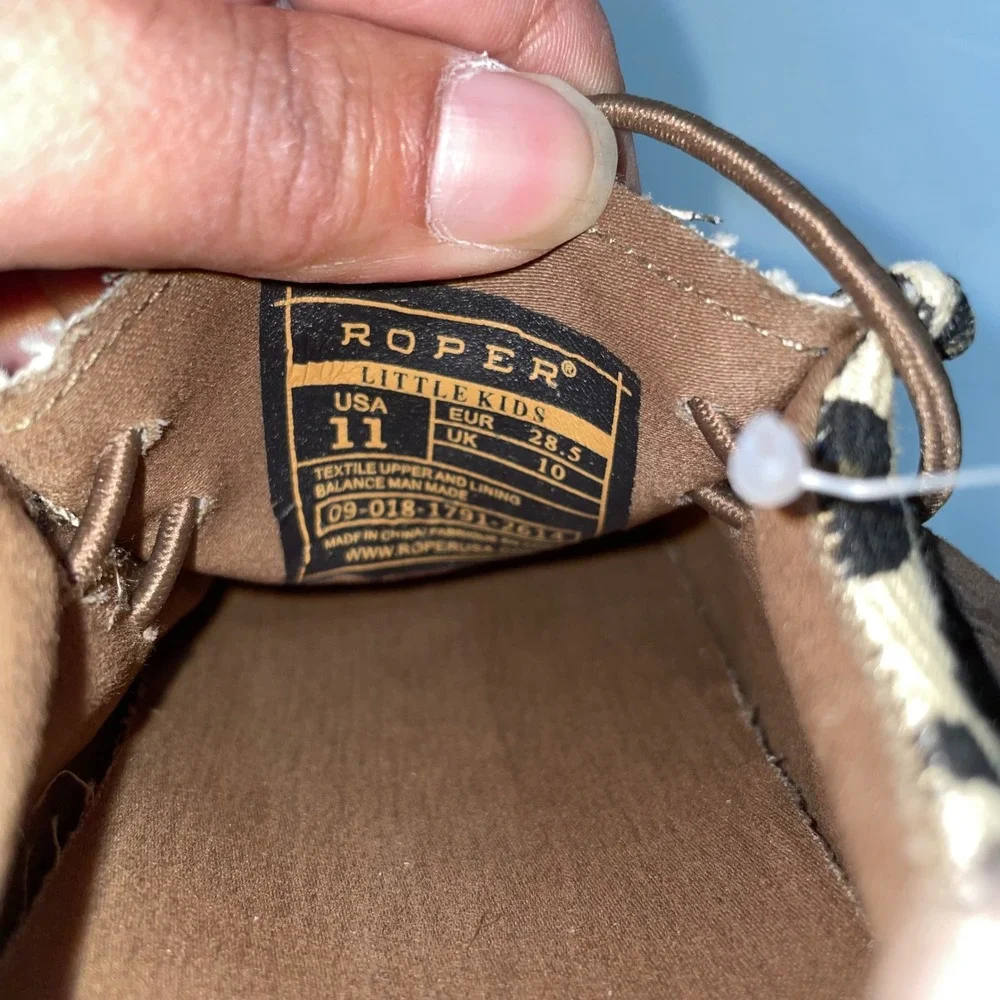 Roper Chillin Leopard Canvas Slip-On Shoes Slip On Moc Toe Tan Brown Size 11